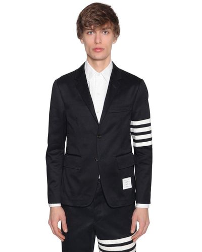 Thom Browne Cotton Twill 4 Bar Unconstructed Jacket in Navy (Blue 
