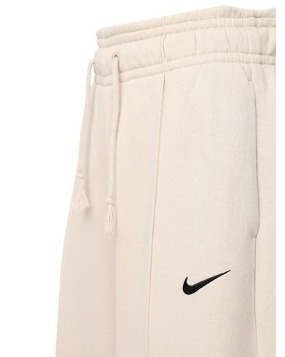Nike Cotton Blend Fleece Wide Leg Sweatpants in Oatmeal (Natural) - Lyst
