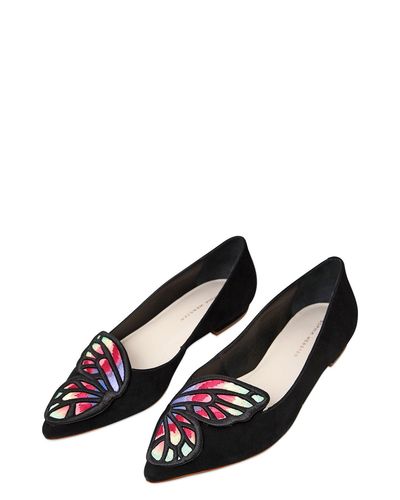 sophia webster bibi butterfly embroidered suede flats