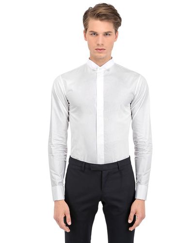 Dior Homme Mandarin Collar Cotton Shirt in White for Men | Lyst
