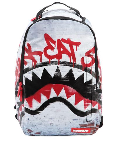 sprayground red shark backpack