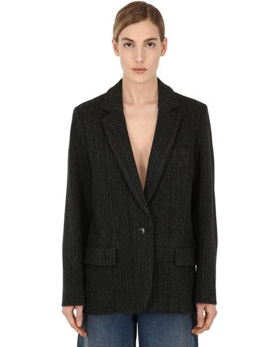 Ãtoile Isabel Marant Charly Oversized Virgin Wool Jacket in Black - Lyst