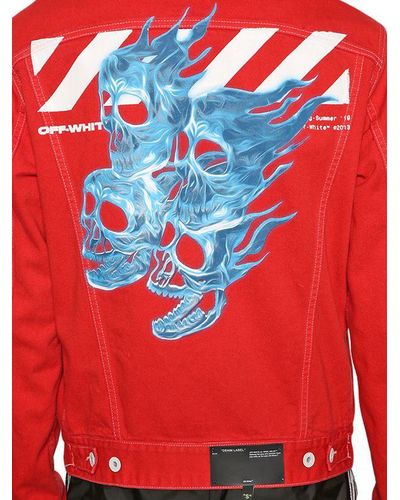 red off white jean jacket