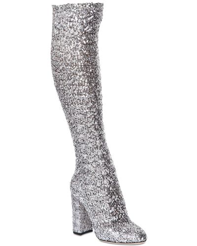 Botas Altas Stretch Con Lentejuelas 90mm Dolce \u0026 Gabbana de Encaje de color  Metálico | Lyst
