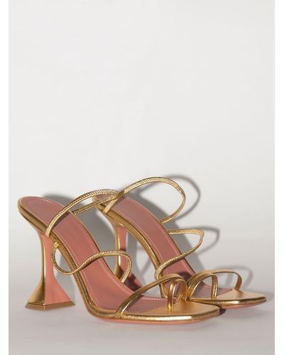 amina muaddi gold sandals