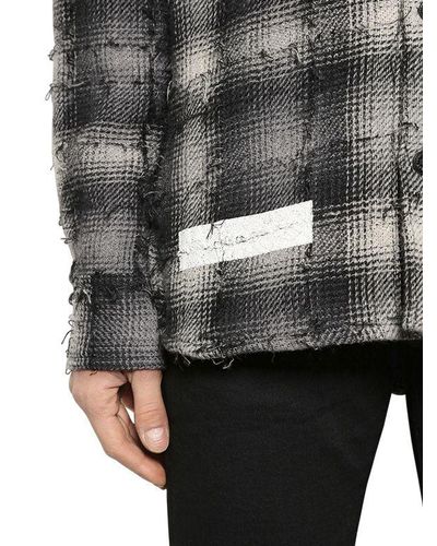 off white hooded flannel