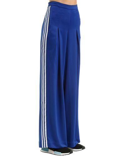 adidas Originals Fashion League Pleated Satin Track Pants in Blue | Lyst