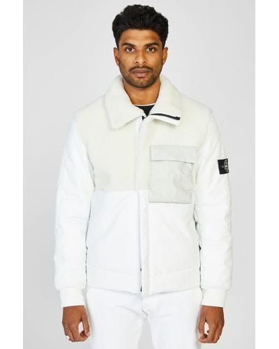 Stone Island 00178 Featherweight Leather Primaloft Insulation Jacket in  White for Men - Lyst
