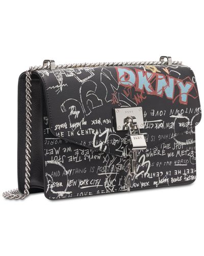 DKNY Elissa Leather Graffiti Logo Chain Strap Shoulder Bag, Created For  Macy's in Black - Lyst