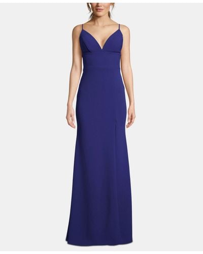 Betsy & Adam Synthetic V-neck Gown in Marine (Purple) - Lyst