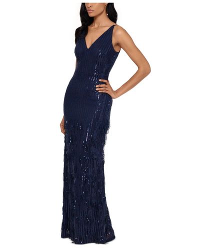 navy blue sequin gown