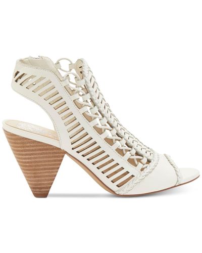 NEW VINCE CAMUTO Deverly Cutout Nubuck heeled sandal Smoke Stack gray leather | eBay