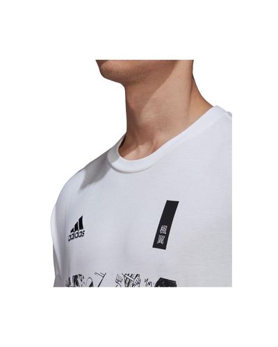 adidas Cotton Captain Tsubasa 3-stripes Soccer T-shirt in White/Black  (White) - Lyst