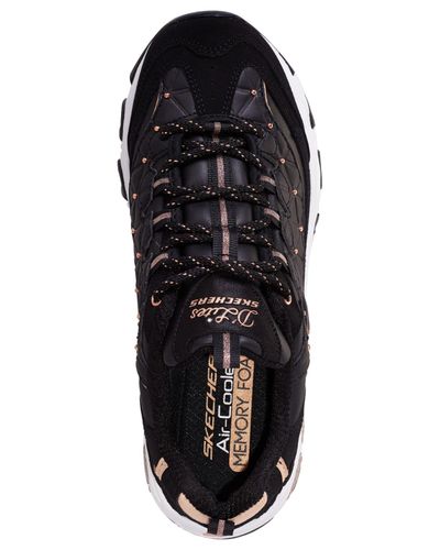 Skechers Leather D'lites - Glamour Feels Walking Sneakers From Finish Line  in Black/Rose Gold (Black) | Lyst