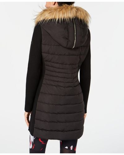 performance faux fur quilted walker jacket