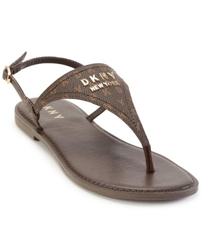 DKNY Sherri Slingback Thong Sandals in Brown - Lyst