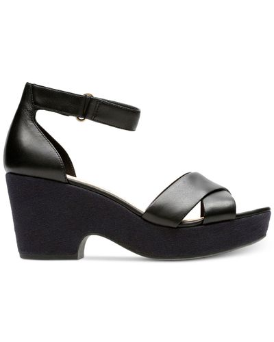 Clarks Leather Maritsa Ruth Wedge Sandals in Black | Lyst