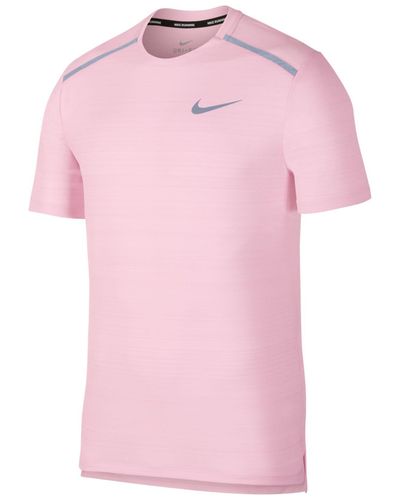 Nike Synthetic Miler Dri-fit Running Top in Pink for Men - Lyst