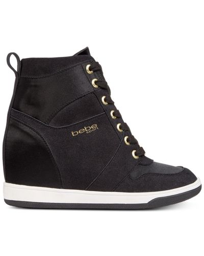 Bebe Sport Charlane Wedge Sneakers In Black Lyst