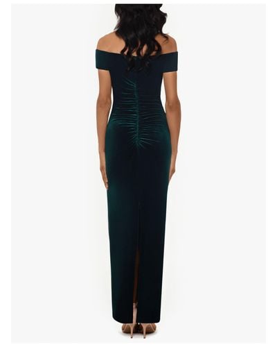 Xscape X By Velvet Off-the-shoulder Gown in Green - Lyst