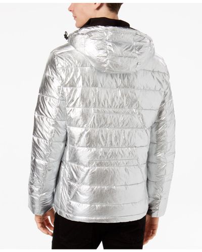 calvin klein silver puffer vest