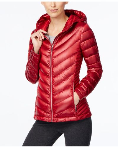 Calvin Klein Synthetic Packable Down Puffer Coat in Red | Lyst