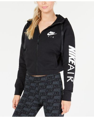 black nike cropped zip up hoodie