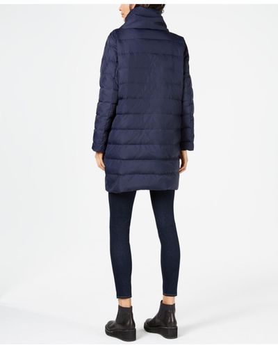 Eileen Fisher Synthetic Recycled Nylon Cocoon Puffer Coat in Midnight  (Blue) - Lyst