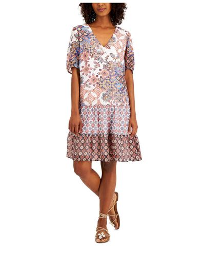 INC International Concepts Synthetic Mixed-print Tiered Dress, Created ...
