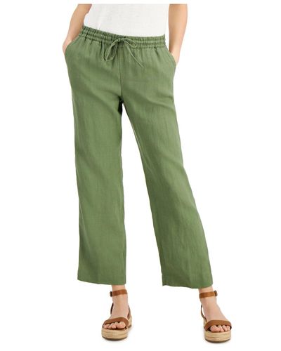 Charter Club Petite Linen Drawstring Pants, Created For Macy's in Cool ...