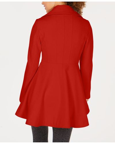 red skirted peacoat