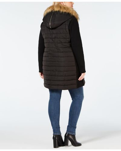 performance faux fur quilted walker jacket