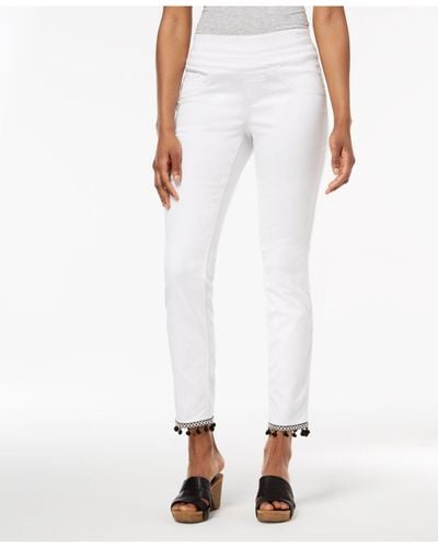 Style & Co. Denim Comfort-waist Pom-pom-hem Pants, Created For Macy's ...