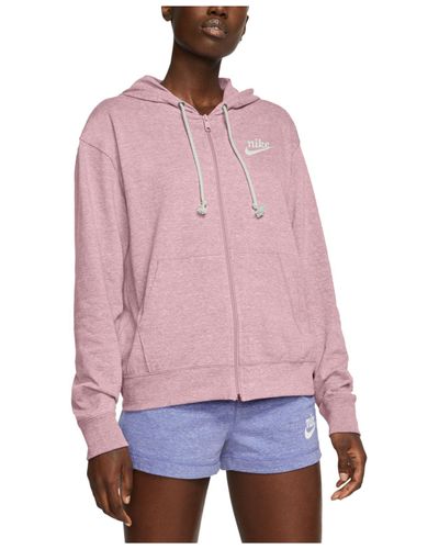 Nike Cotton Sportswear Gym Vintage Zip Hoodie in Pink - Lyst