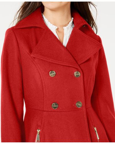 red skirted peacoat