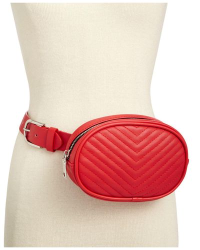 red quilted fanny pack