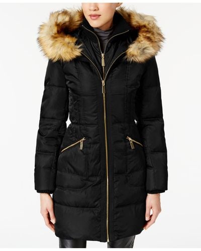 Two by Vince Camuto Womens Faux Fur Exposed Seam Open-Front Jacket