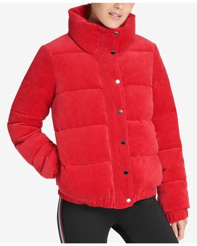 dkny red puffer coat