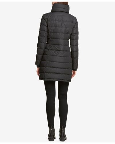 dkny asymmetrical puffer coat