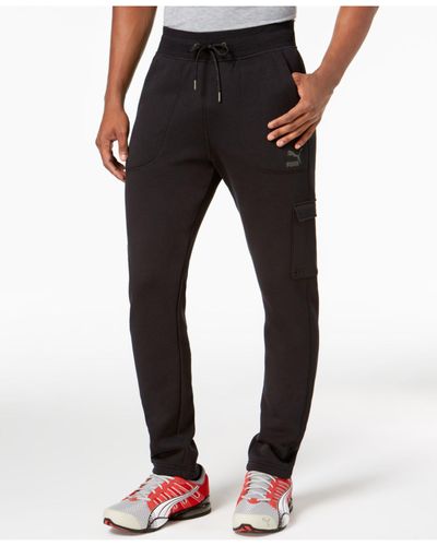 PUMA Fleece Cargo Joggers in Black for Men - Lyst