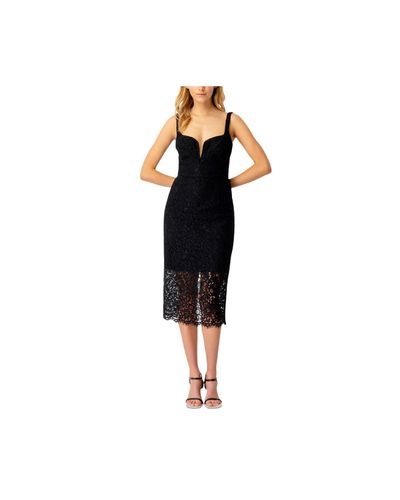 AX Paris Bardot Lace Midi Dress Plum - Bubbleroom