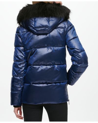 dkny blue puffer coat