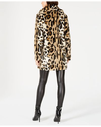 kensie leopard wool coat