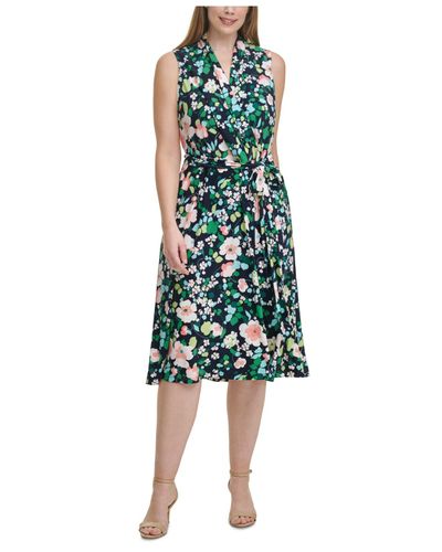Tommy Hilfiger Synthetic Plus Size Floral-print Jersey Midi Dress in ...