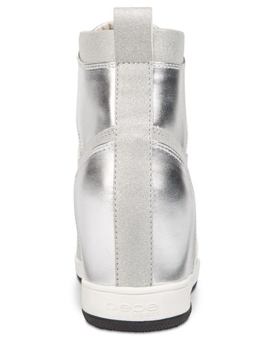 Bebe Sport Charlane Wedge Sneakers In Silver Metallic Lyst