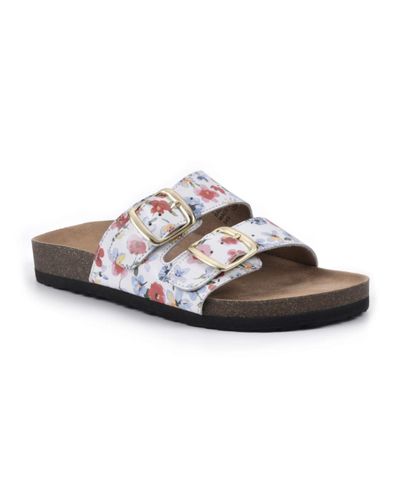 White Mountain Suede Helga Footbed Sandal Slides - Lyst