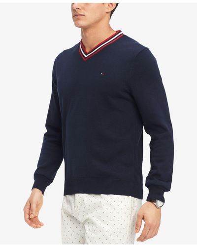Tommy Hilfiger Cotton Signature Brooks Cricket Sweater, Created For Macy's in Blue for Men - Lyst
