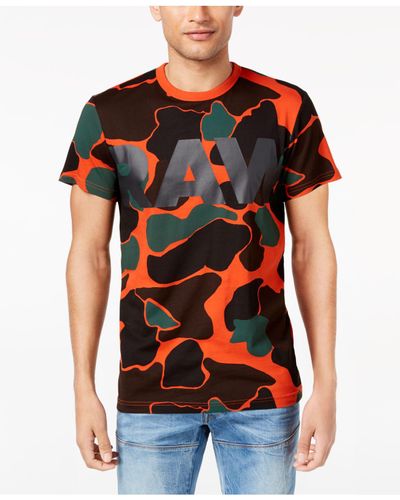 G-Star RAW Cotton Camouflage Logo-print T-shirt in Orange for 