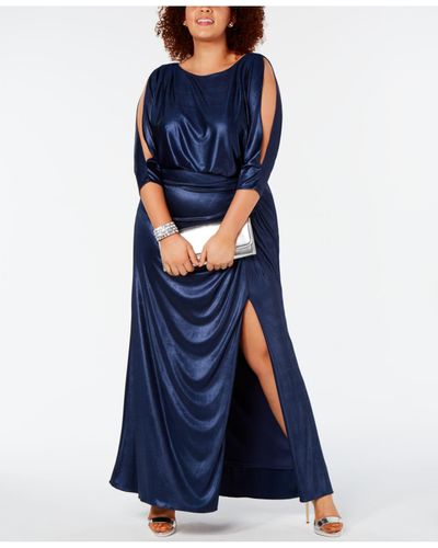 adrianna papell plus size metallic chiffon gown