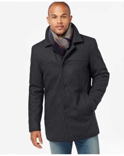 Tommy Hilfiger Melton Peacoat With Scarf In Charcoal Gray For Men Lyst Tommy Hilfiger Melton Peacoat With, Mens Pea Coat Large Tall